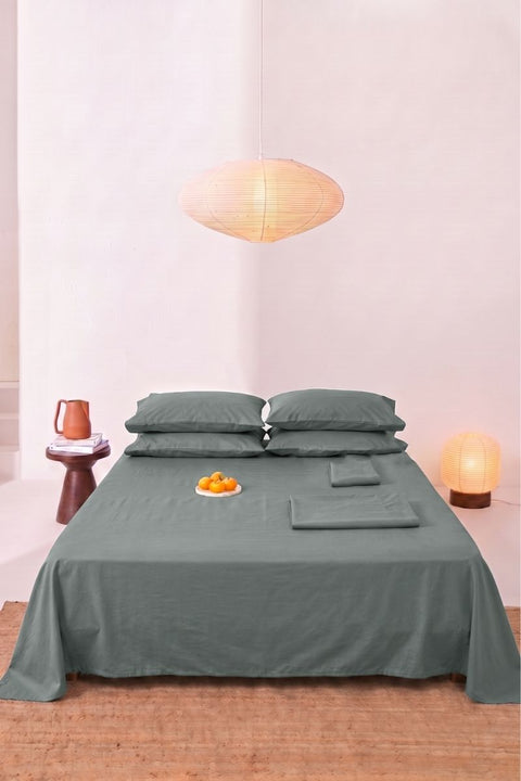 Grey granite- 100% Organic Cotton Bedsheet With Pillowcases- (300 TC)
