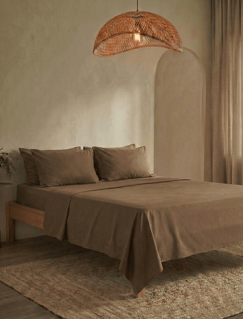Cocoa Crème 100% Organic Cotton Bedsheet with Pillow covers (300 TC)