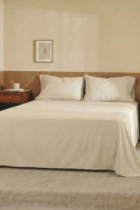 Cream 100% Organic Cotton Bedsheet with Pillow covers (300 TC)