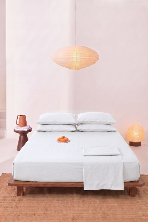 Cloud white- 100% Organic Cotton Bedsheet With Pillowcases- (300 TC)