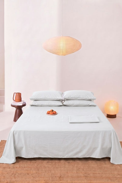 Cloud white- 100% Organic Cotton Bedsheet With Pillowcases- (300 TC)