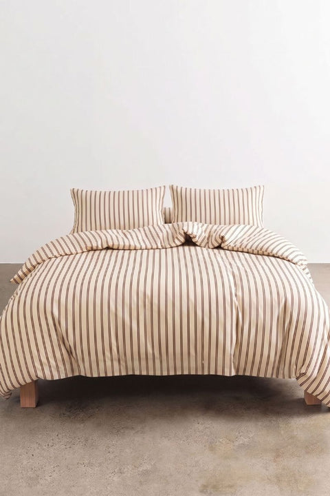 Chai & Biscuit - 100% Organic Cotton Stripe Duvet Cover (300 TC)