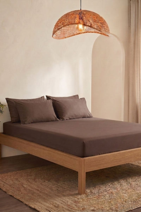 Cocoa - Classic Cotton Bedsheet with Pillowcases (300 TC)