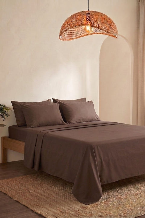 Cocoa - Classic Cotton Bedsheet with Pillowcases (300 TC)