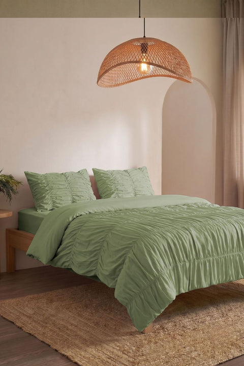 Matcha - Classic Cotton Duvet Cover with Gathers (300 TC)