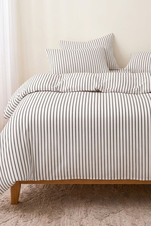 Black & White - 100% Organic Cotton Stripe Duvet Cover (300 TC)