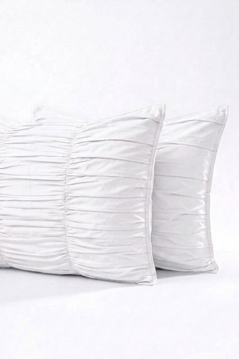 White - Classic Cotton Bedsheet With Gather Pillowcases (300TC)