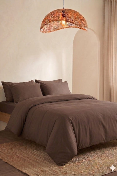 Cocoa - Classic Cotton Duvet Cover With Pillowcases (300 TC)