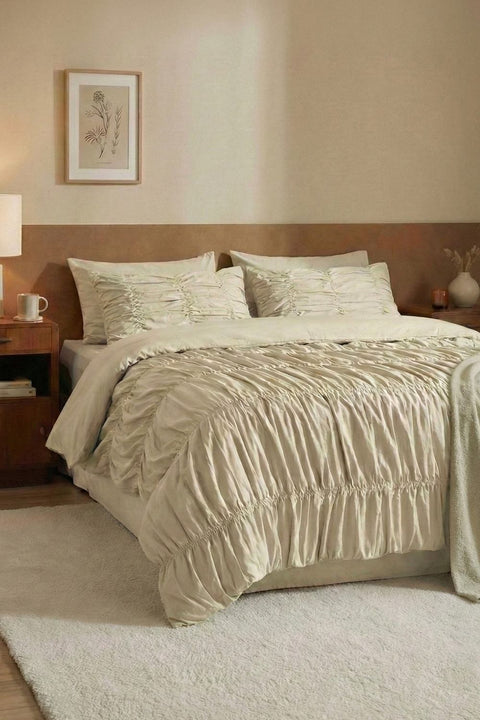 100% Organic Cotton Duvet Cover With Gathers (300 TC)