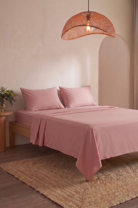 Coral - Classic Cotton Bedsheet with Pillowcases (300 TC)