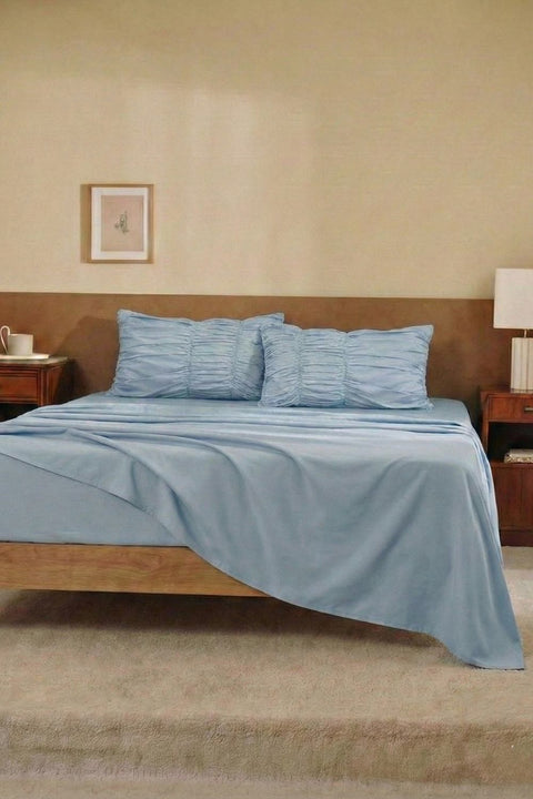 100% Organic Cotton Bedsheet With Gather Pillowcases (300 TC)
