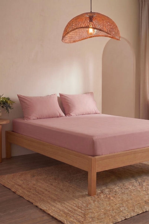 Coral - Classic Cotton Bedsheet with Pillowcases (300 TC)