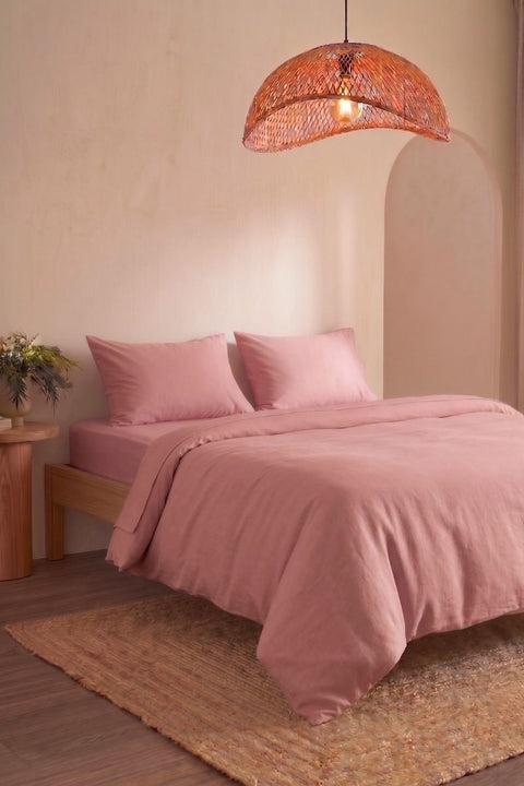 Coral - Classic Cotton Duvet Cover With Pillowcases (300 TC)