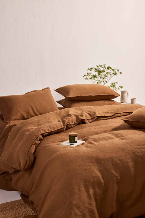 Toasted Caramel- 100% Linen Duvet Cover with Pillowcases