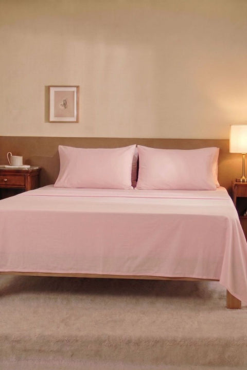 Peach Parfait - Classic Cotton Bedsheet with Pillowcases (300 TC)