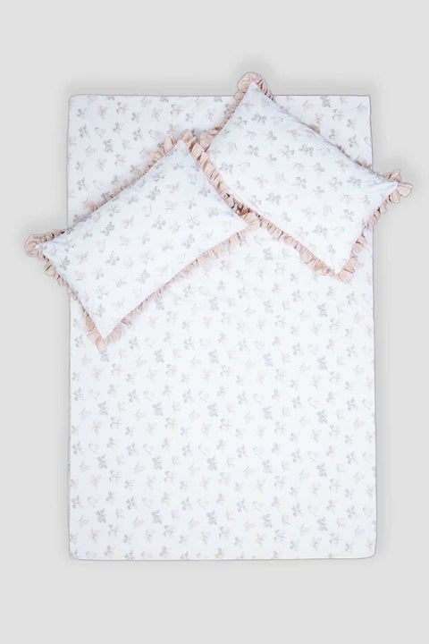Cotton Sheet set with Ruffled Pillowcases- Butterfly Print