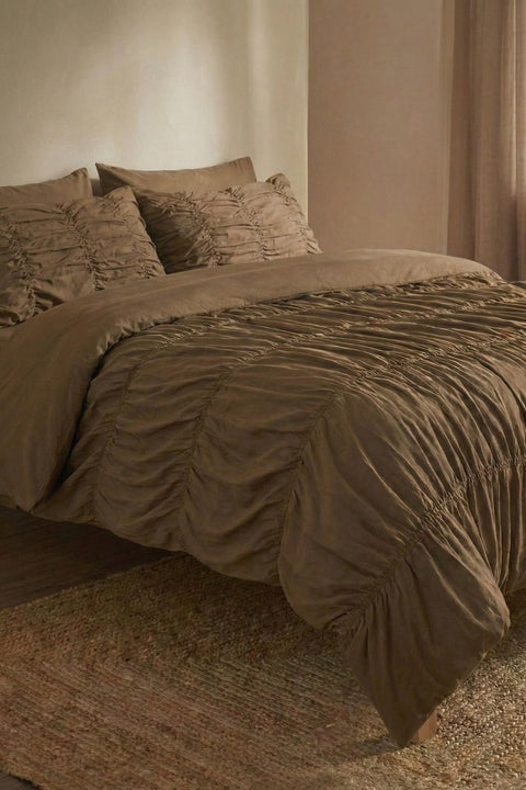 100% Organic Cotton Duvet Cover With Gathers (300 TC)