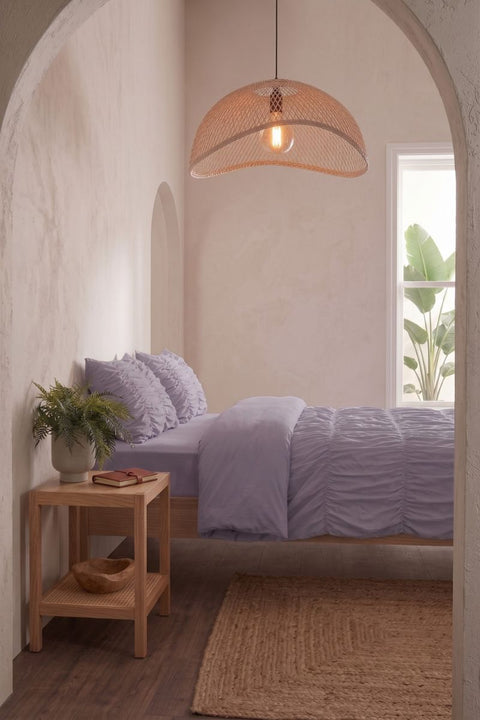 Smoked Lilac- Classic Cotton Duvet Cover with Gathers (300 TC)
