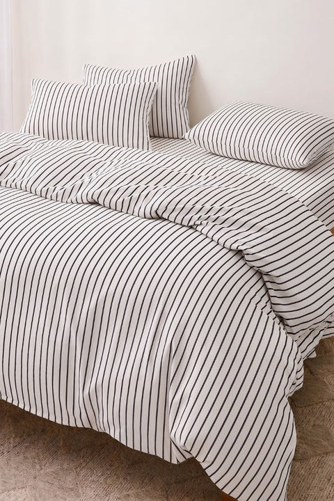 Black & White - 100% Organic Cotton Stripe Duvet Cover (300 TC)