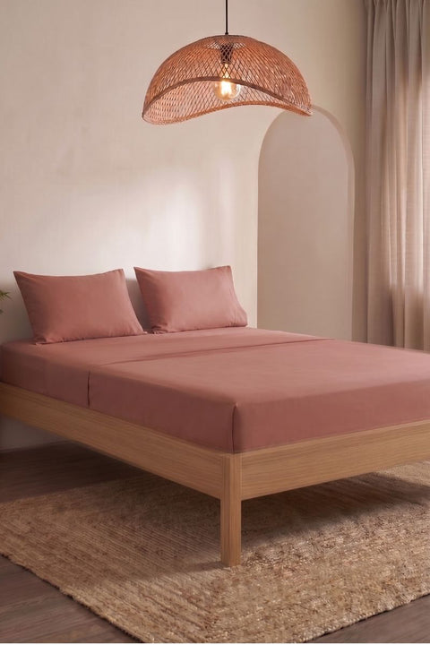 Terracotta - Classic Cotton Bedsheet with Pillowcases (300 TC)