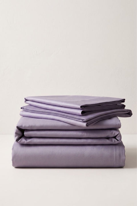 Smoked Lilac - Classic Cotton Bedsheet with Pillowcases (300 TC)
