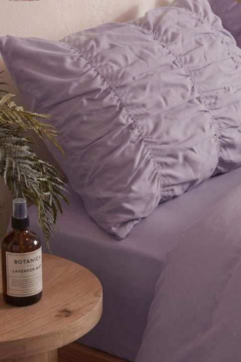 Smoked Lilac- Classic Cotton Bedsheet with Gather Pillowcases (300 TC)