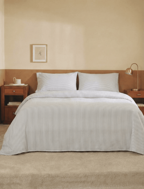 100% Organic Cotton Pin Stripe Duvet Cover- Black & White (300 TC)