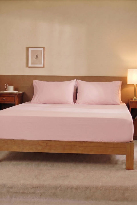 Blush Pink - Classic Cotton Bedsheet with Pillowcases (300 TC)