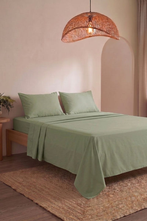Matcha - Classic Cotton Bedsheet with Pillowcases (300 TC)
