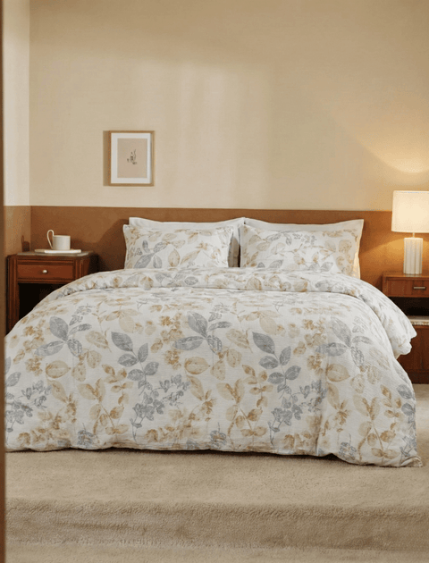 100% Cotton Duvet Cover in Waffle Weave (300 TC)- Floral