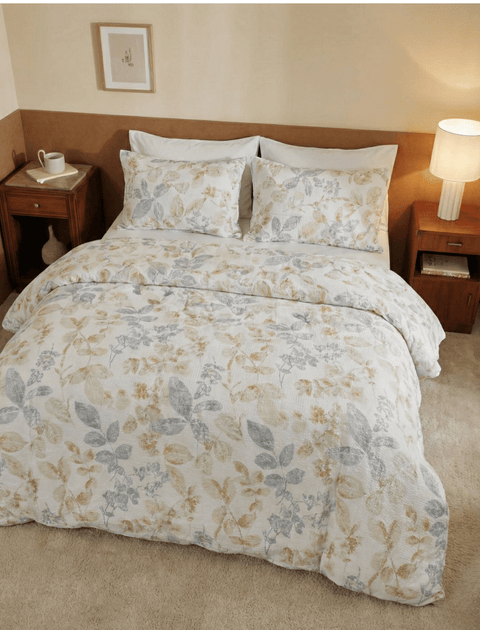 100% Cotton Duvet Cover in Waffle Weave with Pillow Covers (300 TC)- Floral