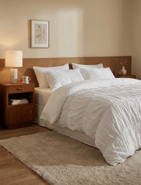 100% Organic Cotton Duvet Cover With Gathers (300 TC)