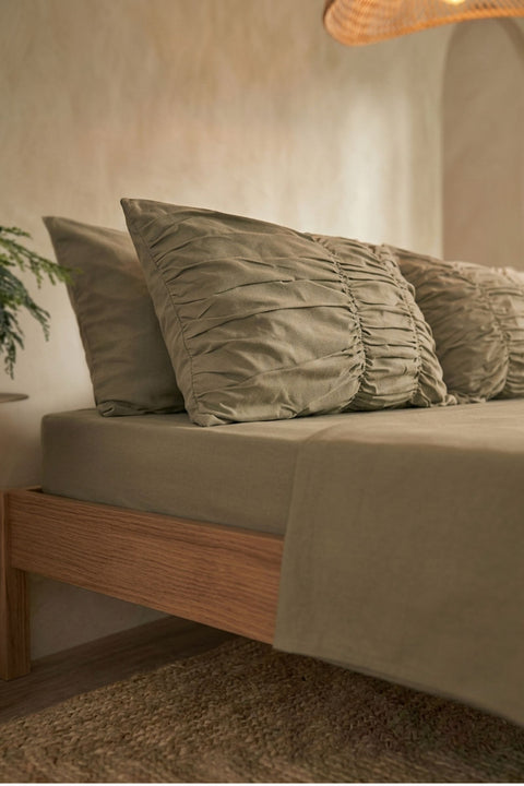 Mocha - Classic Cotton Bedsheet with Gather Pillowcases (300 TC)