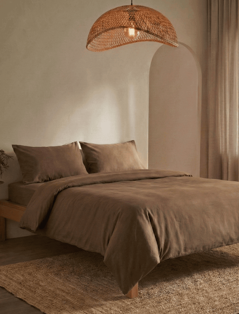 100% Organic Cotton Duvet Cover- Cocoa Crème (300 TC)