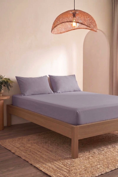 Smoked Lilac - Classic Cotton Bedsheet with Pillowcases (300 TC)