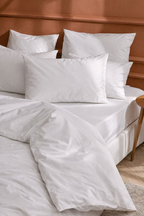 100% Organic Cotton Duvet Cover With Pillowcases- White (300 TC)