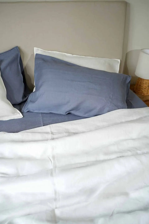 Dusk Blue- Pure Linen Bedsheet with Pillow covers