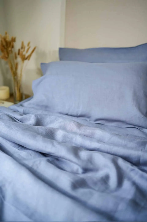 Dusk Blue- Pure Linen Duvet Cover with Pillow covers