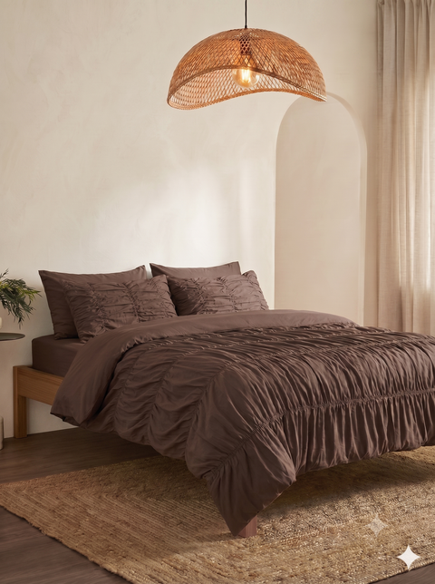 Cocoa - Classic Cotton Duvet Cover with Gathers (300 TC)