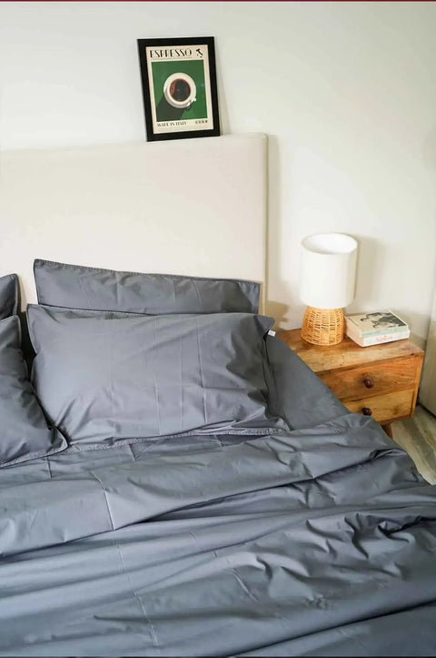 Graphite 100% Organic Cotton Bedsheet with Pillow covers (300 TC)
