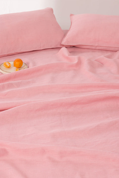 Strawberry Smoothie– 100% Linen Bedsheet with Pillow covers