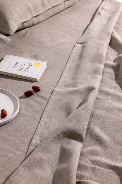 Oatmeal– 100% Linen Bedsheet with Pillow covers