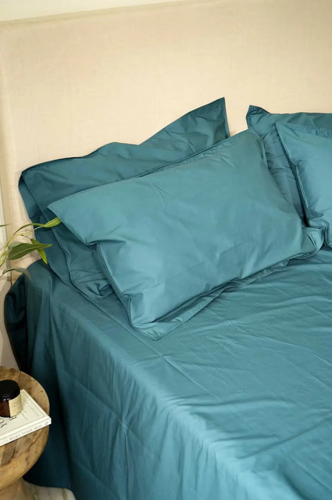 Teal 100% Organic Cotton Bedsheet with Pillow covers (240TC)