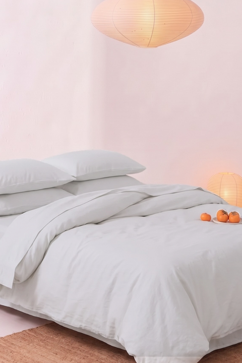 Cloud White- 100% Organic Cotton Duvet Cover With Pillowcases (300 TC)