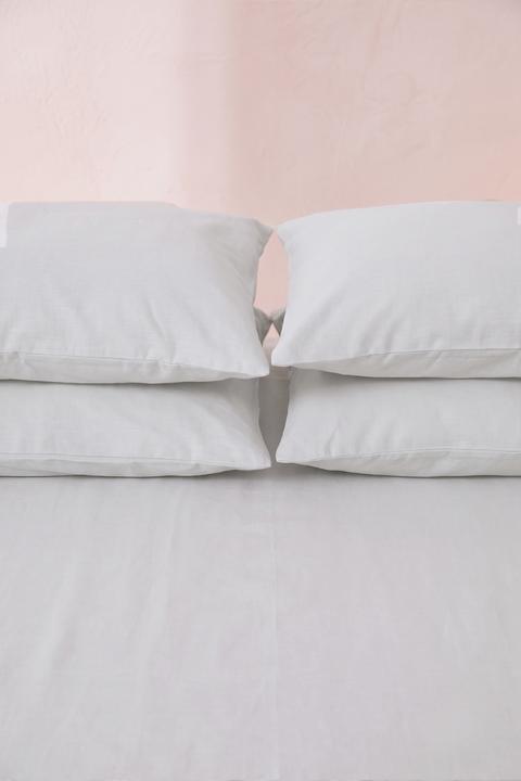 Cloud White- 100% Organic Cotton Bedsheet With Pillowcases- (300 TC)