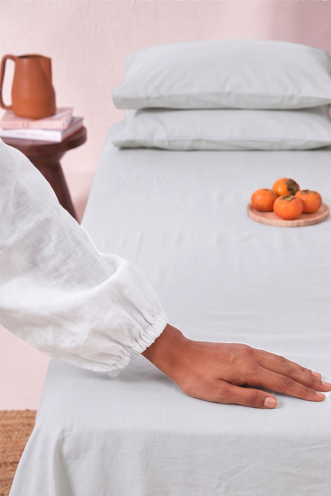 Cloud White- 100% Organic Cotton Bedsheet With Pillowcases- (300 TC)