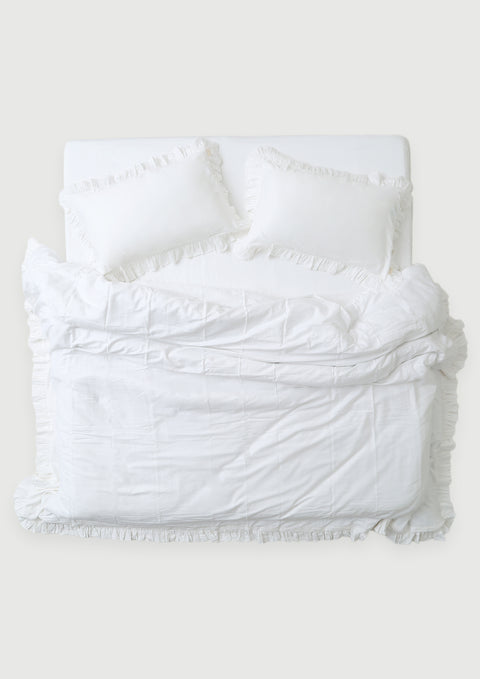 Cotton Duvet cover set with ruffled Pillowcases