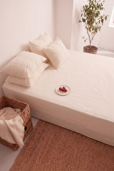 Dusty Pink - 100% Organic Cotton Bedsheet With Gather Pillowcases (300TC)