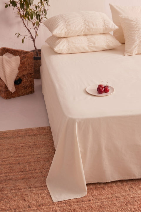 Dusty Pink - 100% Organic Cotton Bedsheet With Gather Pillowcases (300TC)