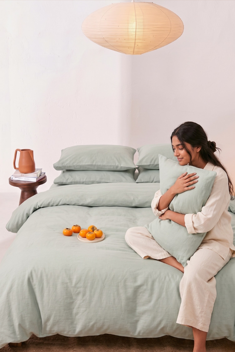Sea Foam- 100% Organic Cotton Duvet Cover With Pillowcases (300 TC)